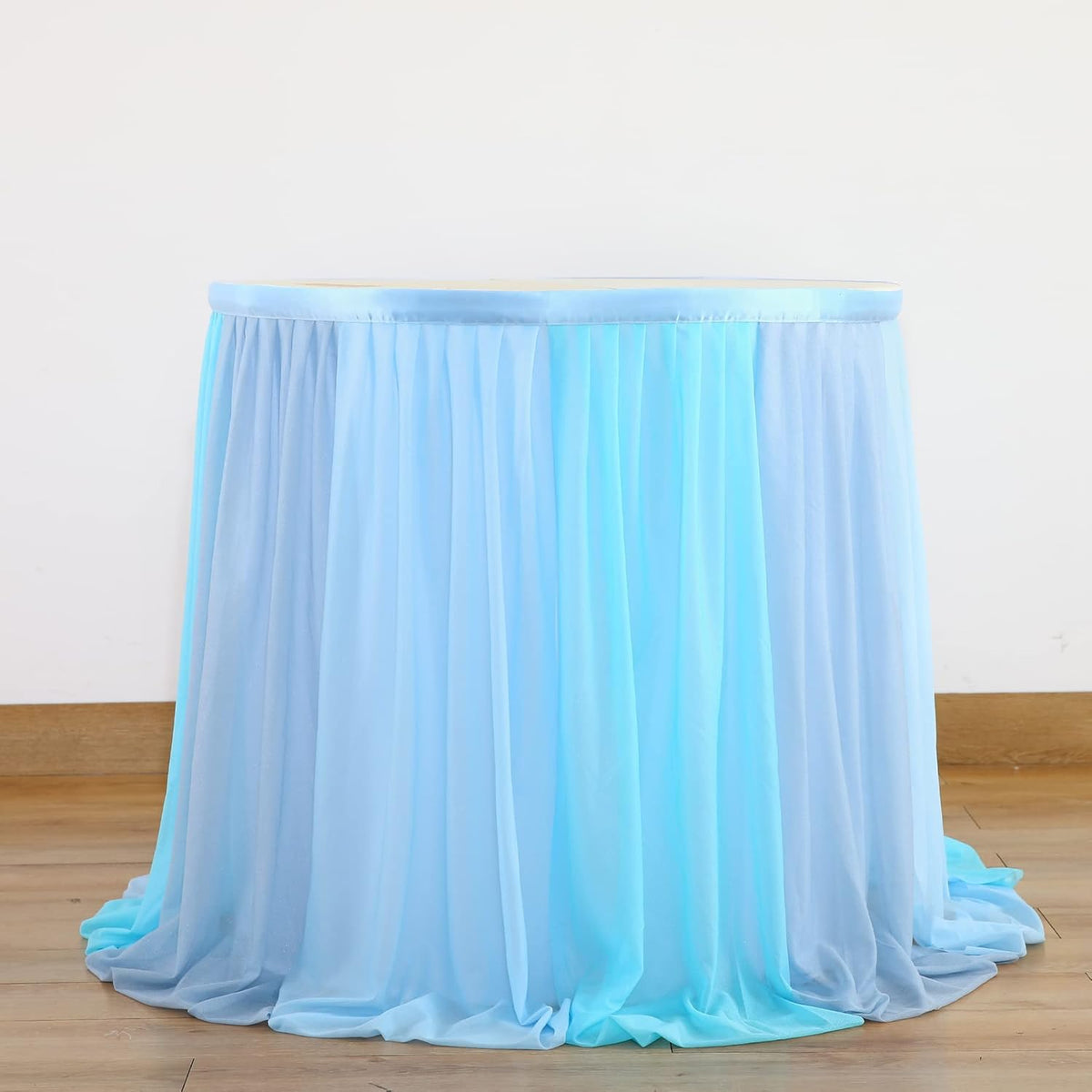 Frozen Theme Party Tulle Table Skirt for Rectangle Tables 6ft Ocean Blue Ruffle Tutu Table Cloth