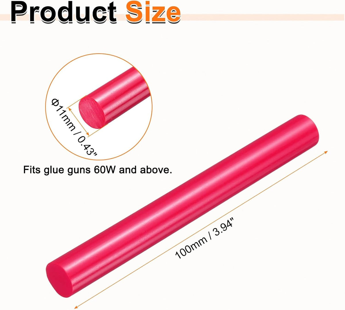 HARFINGTON 10pcs Hot Glue Sticks 0.43" Dia x 3.94" Long EVA Mini Hot Melt Adhesive Glue Stick for