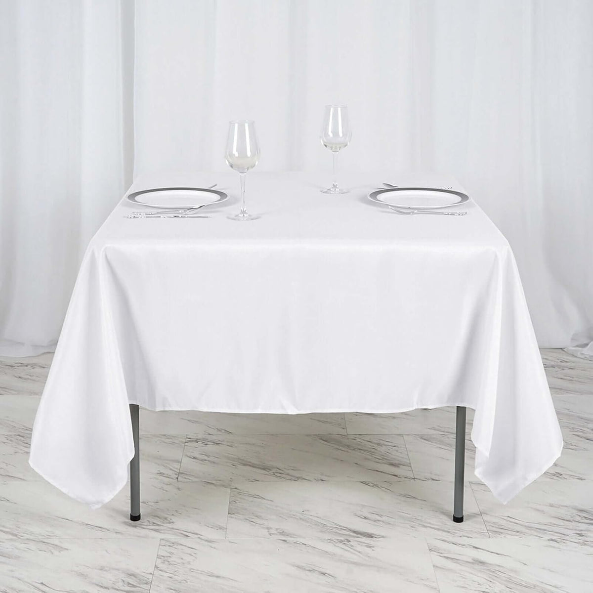 Efavormart Premium Polyester Square Table Overlay 70"x70" White - 220GSM Wrinkle-Resistant Table