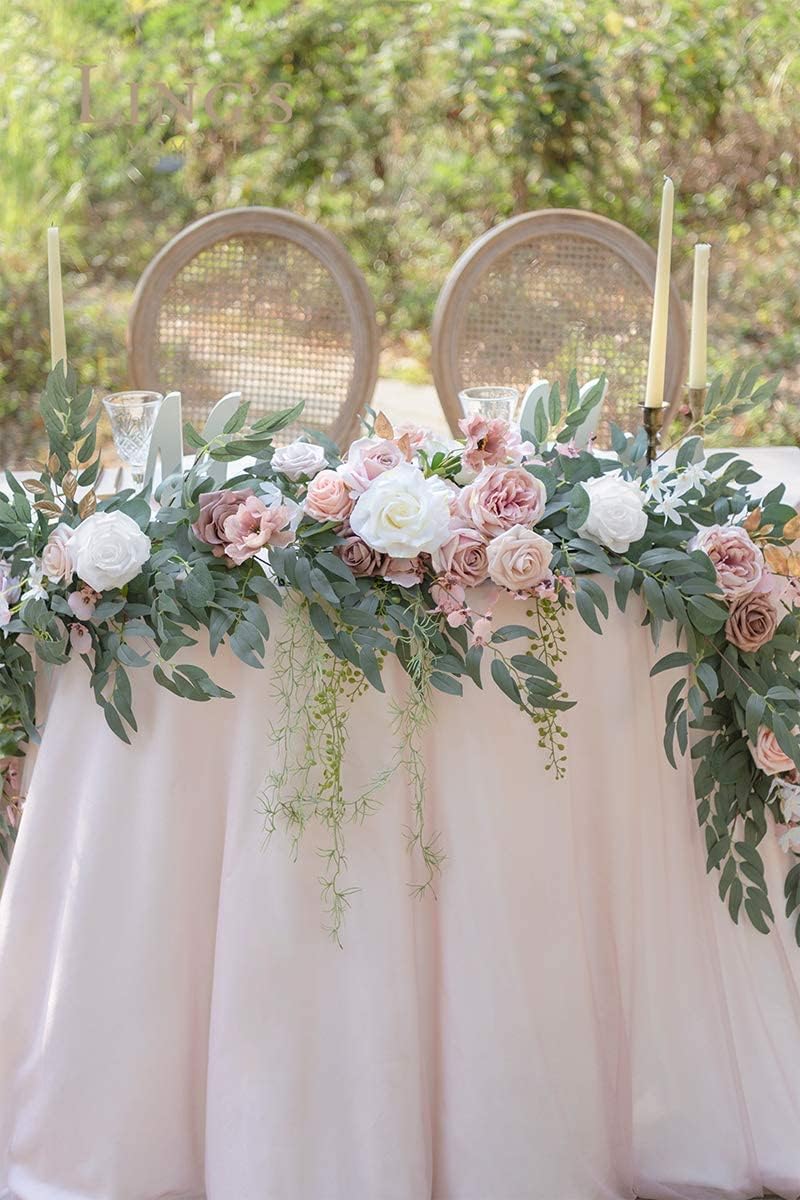 Ling's Moment 9FT Spring Flower Garland for Backdrop Decorations - Wedding Arch Flowers, Eucalyptus