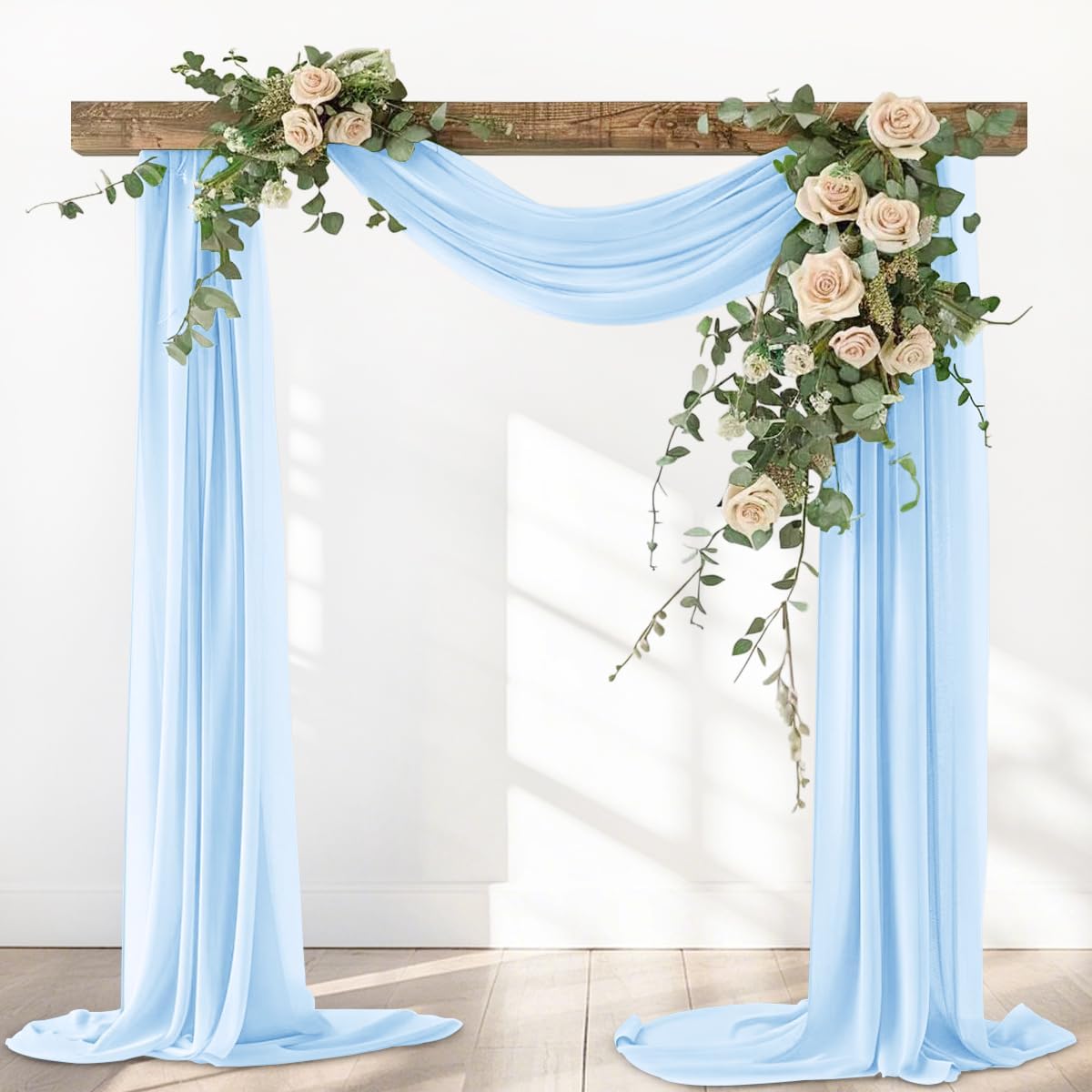Light Blue Elegant Arch Draping Fabric Outdoor 1 Panel 29" × 20Ft Sheer Chiffon Curtain Drapes for