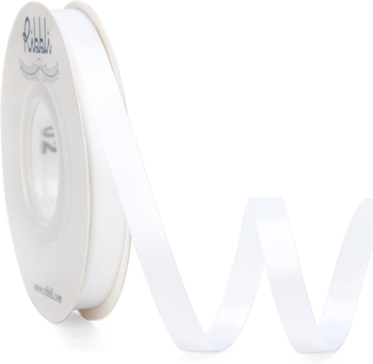 Ribbli Double Faced White Satin Ribbon,3/8” x Continuous 25 Yards,Fabric Ribbon use for Bows