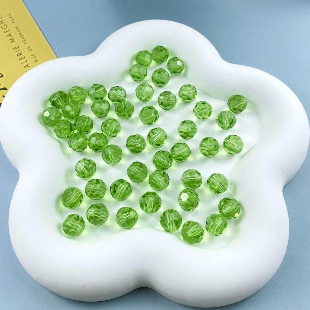 50 PCS 10mm Crystal Glass Beads Round Multiple Faceted Loose Spacer Glass Beads for DIY Handcrafte