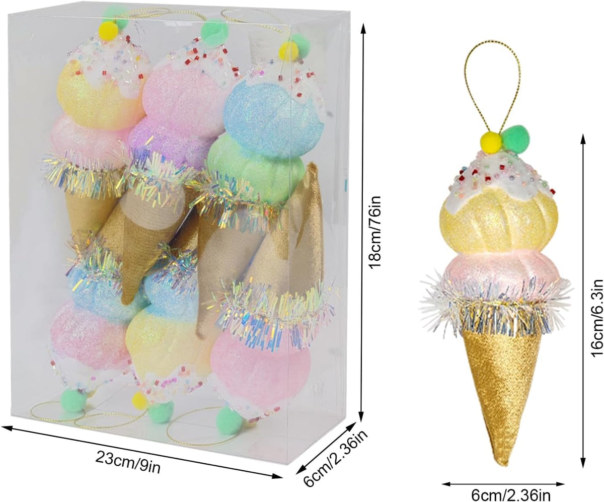 LANGXUN 6pcs Ice Cream Candy Land 2025 Xmas Birthday Party Suppiles Decoration, Hanging Candy Cane
