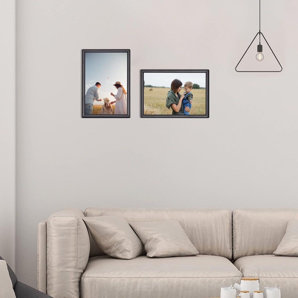 5x7 Picture Frame set of 2, Matte Black Modern Thin Aluminum Metal Photo Frames with HD Real Glass