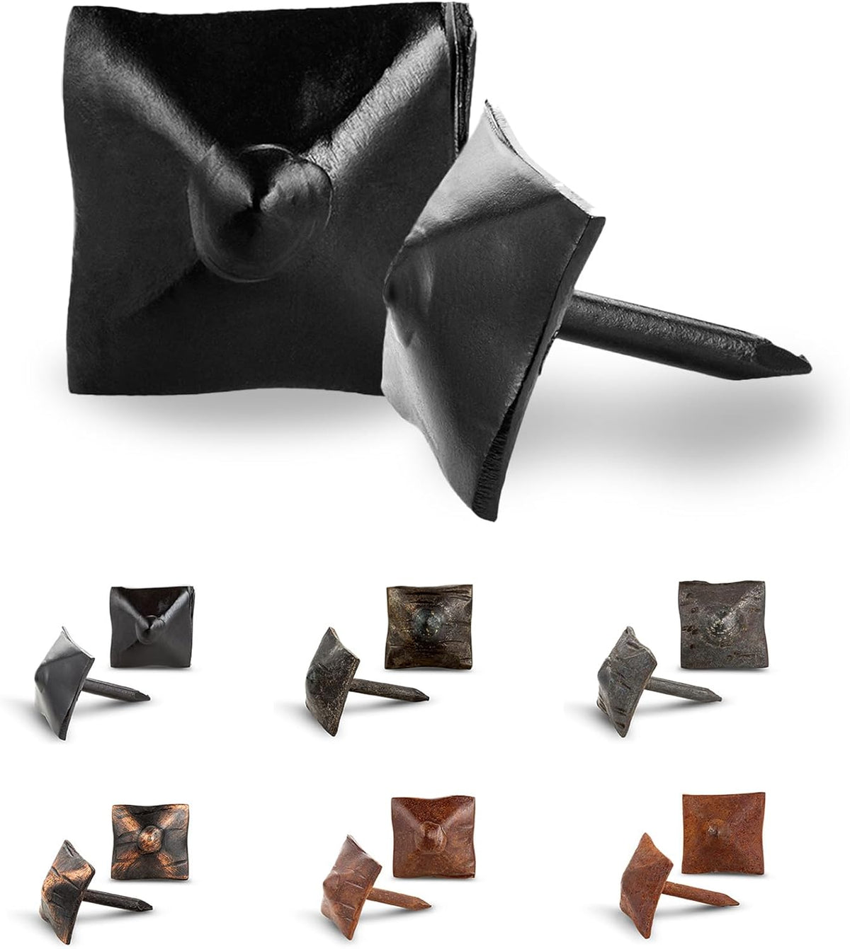 50 Pack 0.75" Square Head Iron Clavos Decorative Nails – Black – Handmade Rustic Square Fasteners