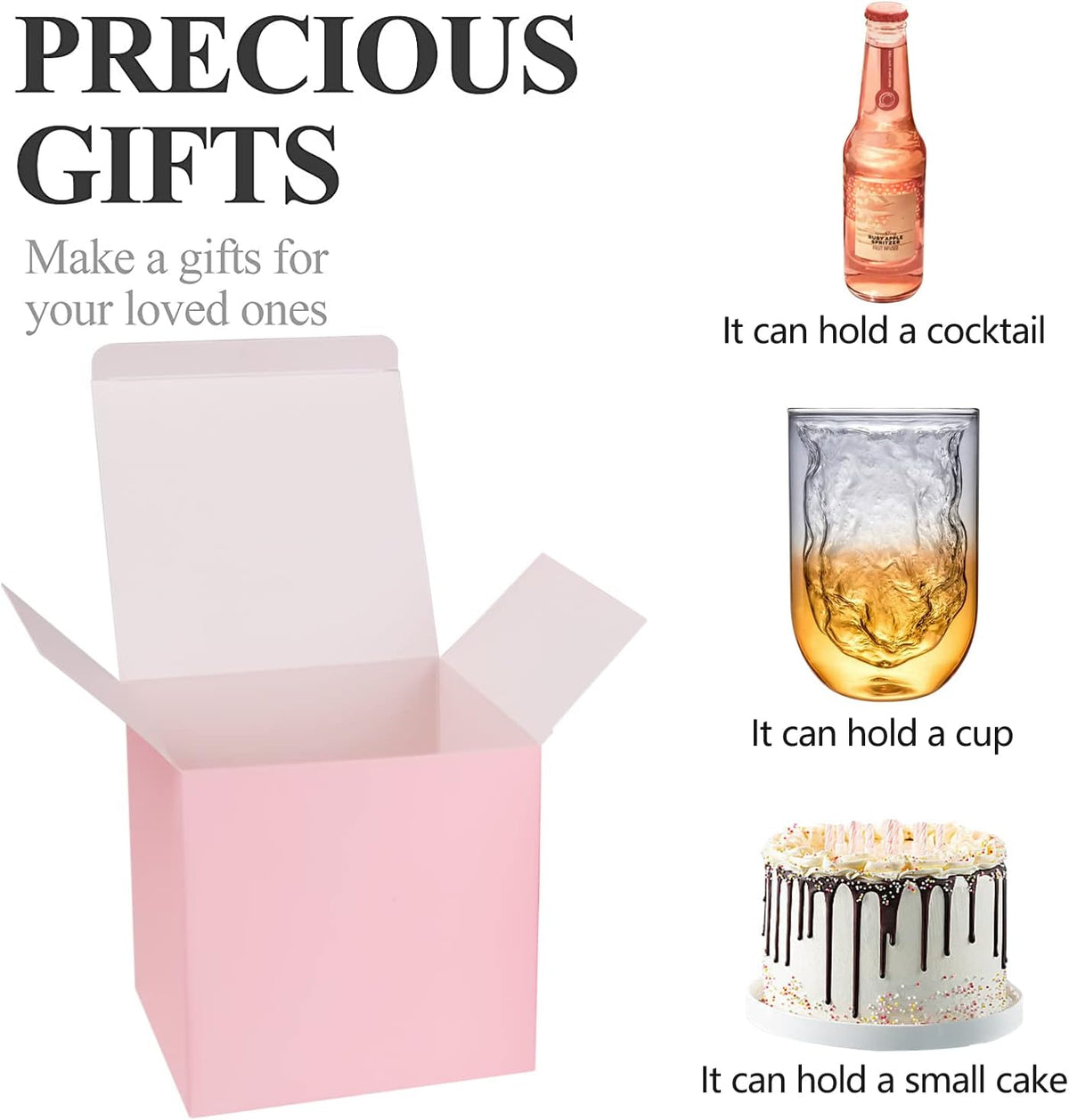 COTOPHER Small Gift Boxes 25 Pack 6x6x6 inches Pink Gift Boxes with Lids for Gifts, Crafting
