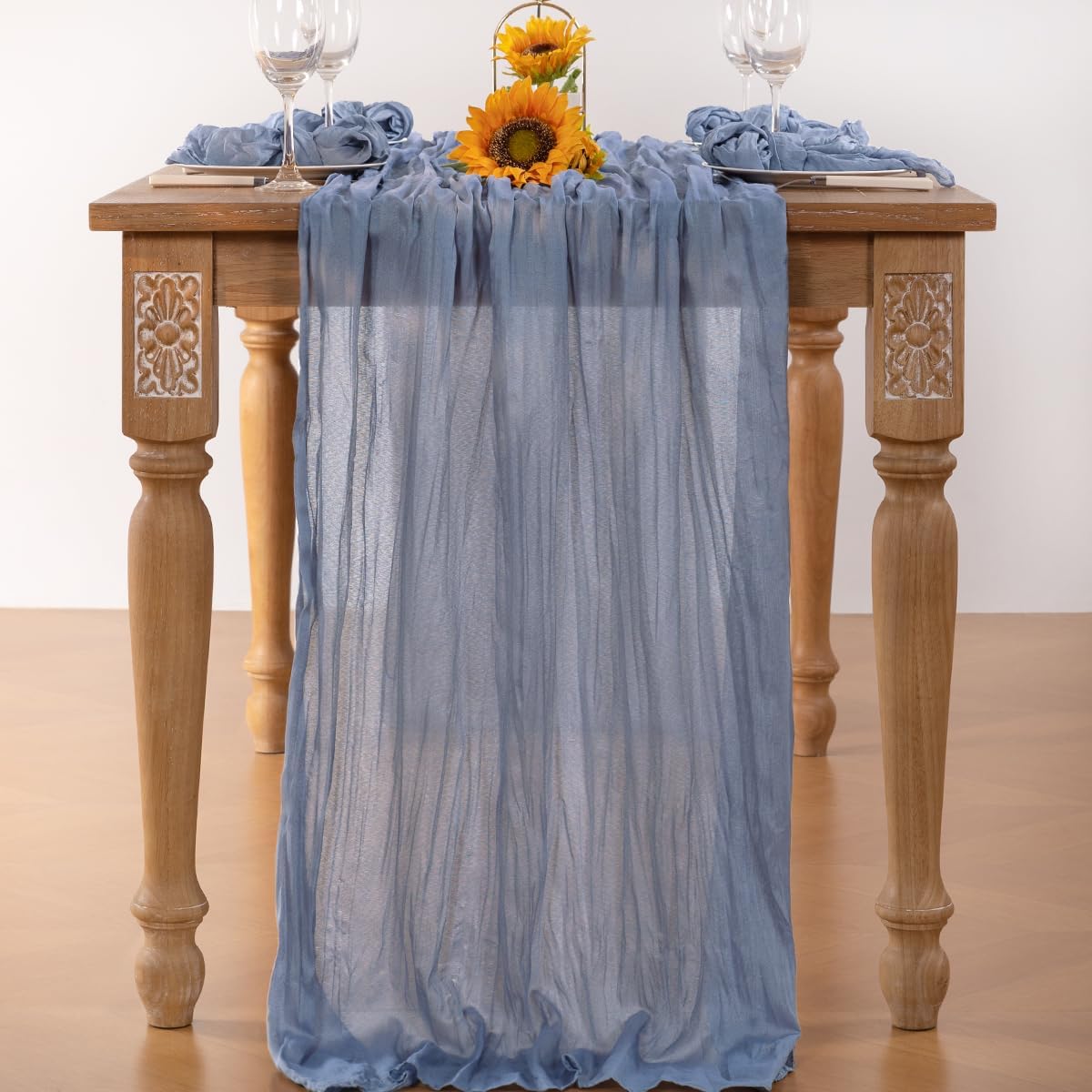 Dusty Blue Cheesecloth Table Runner 6 Pack Fall Table Runners Boho Gauze 120 Inches Blue Cheese