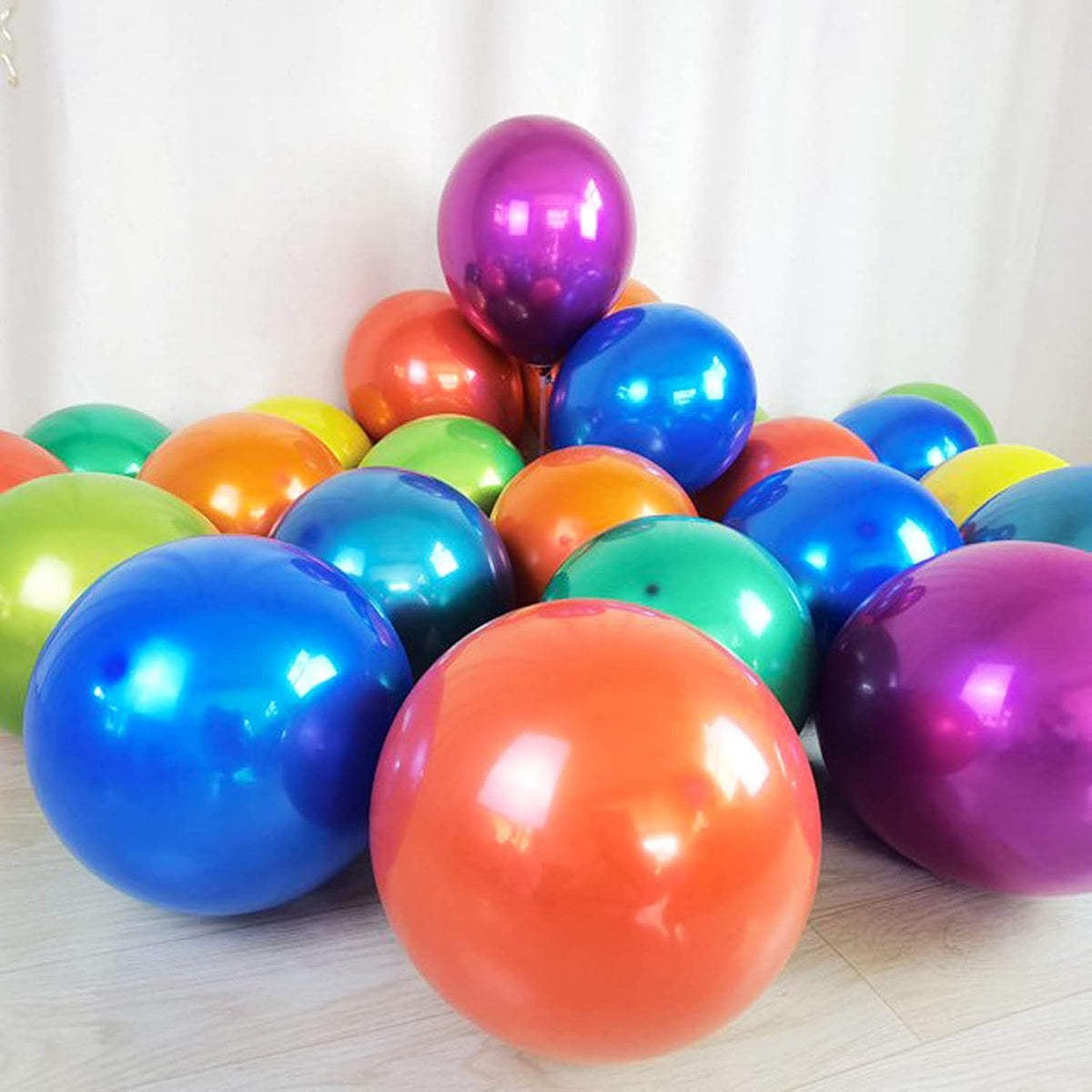 Chrome Orange Balloons, 50 PCS 10 Inch Double-Layered Metallic Dark Orange Balloons, Shiny Thick