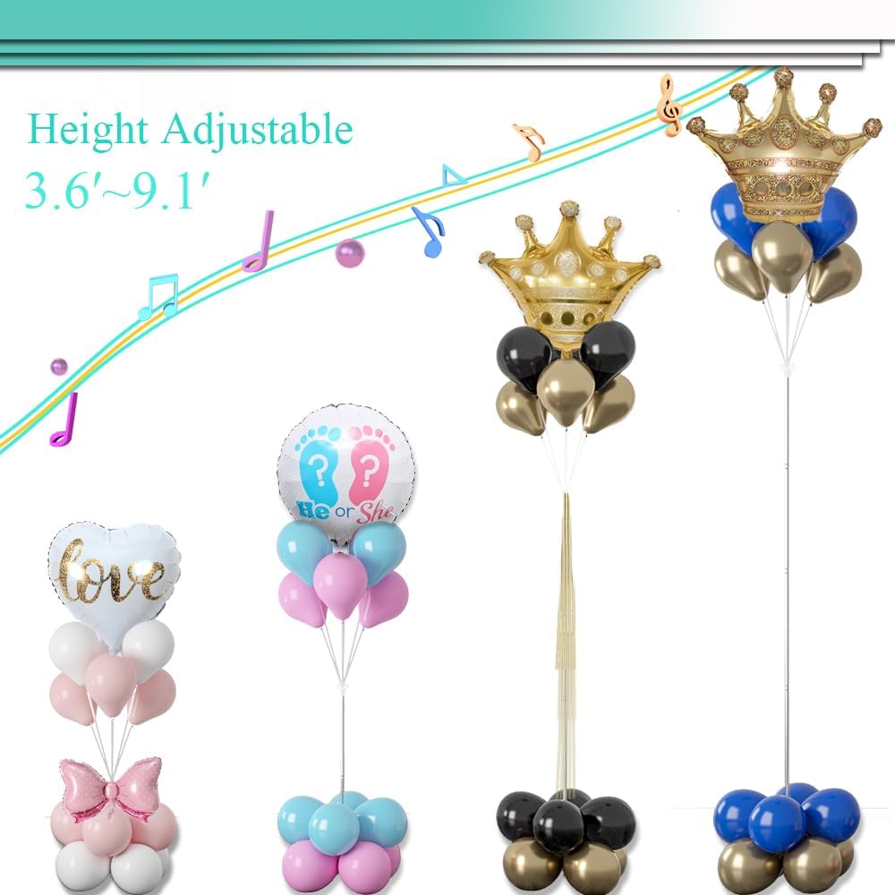 Balloon Column Stand Kit Set of 2, 2IN1 Balloons Holder Sets Ballon Arch stand for Floor, 9 Feet