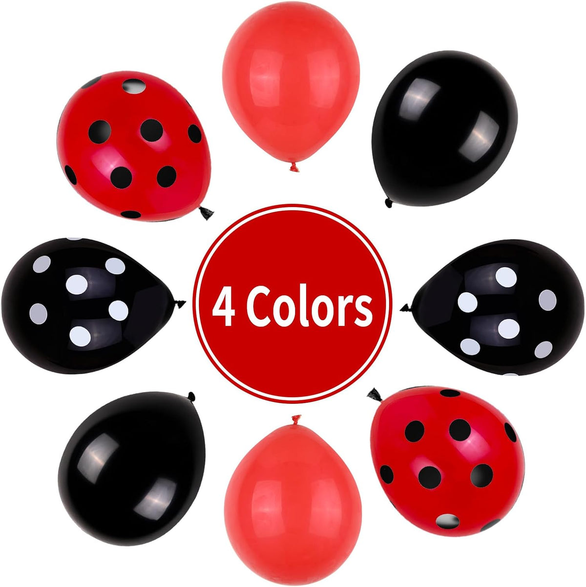 Ladybug Balloons, Red Black Polka Dots Balloons Matte Black and Red Balloon Black and White Polka