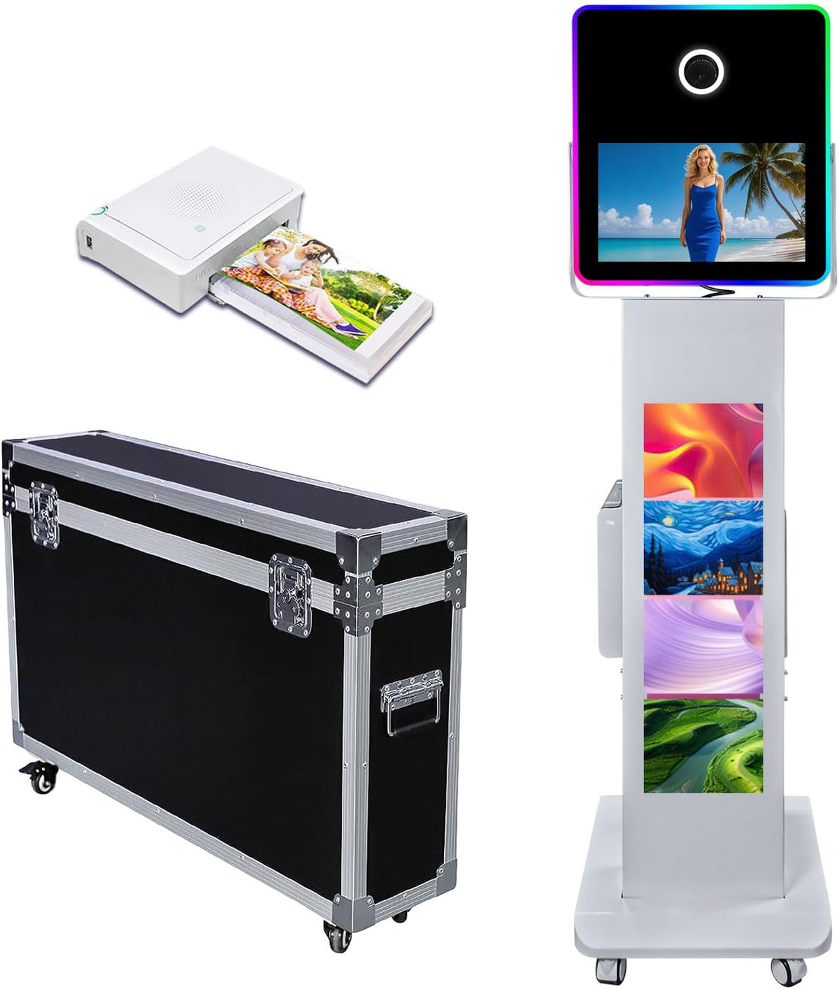 Portable Photo Booth with 15.6''and 29''LCD Touch Screen Selfie Photobooth Machine for Events