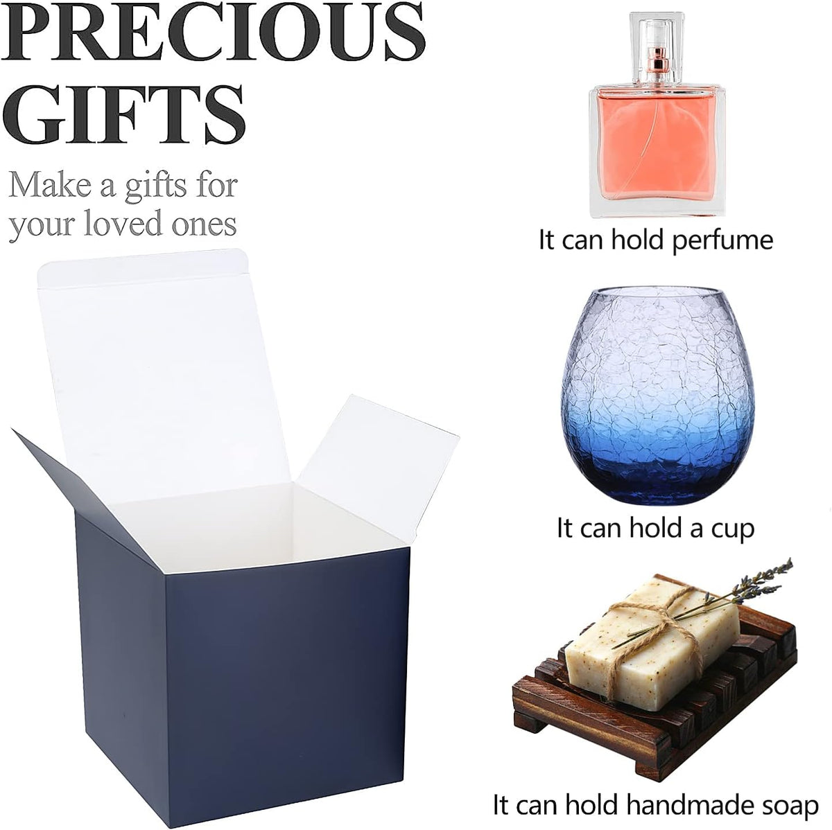 COTOPHER Small Gift Boxes 25 Pack 5x5x5 inches Blue Gift Boxes with Lids for Gifts, Crafting