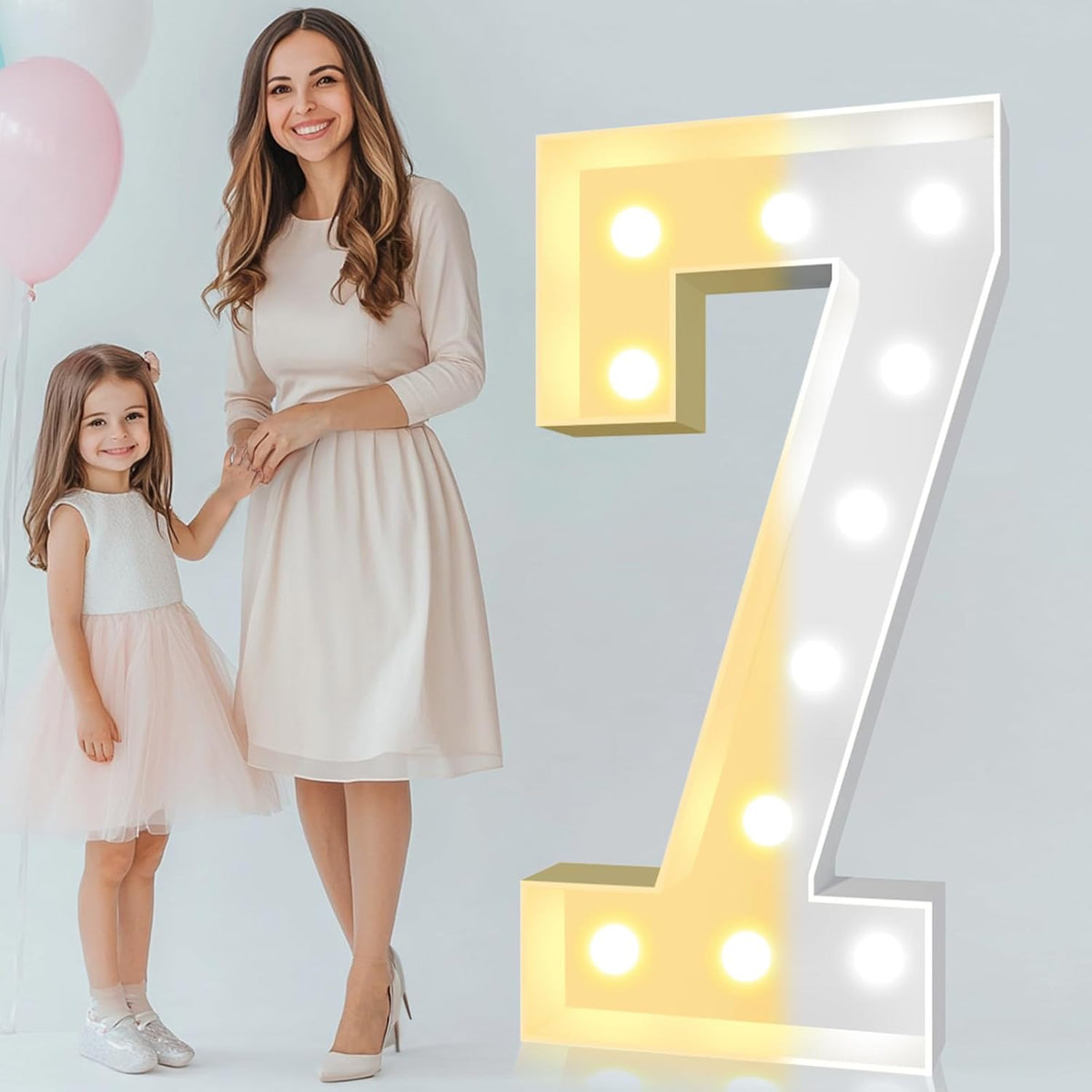 Pooqla 4 FT Light Up Marquee Numbers, Giant Mosaic Number Cool White and Warm White LED, Large