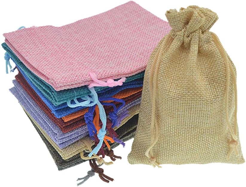 Burlap Bags with Drawstring, 20pcs Assorted Colored Small Jute Bags Christmas Wedding Party Favor