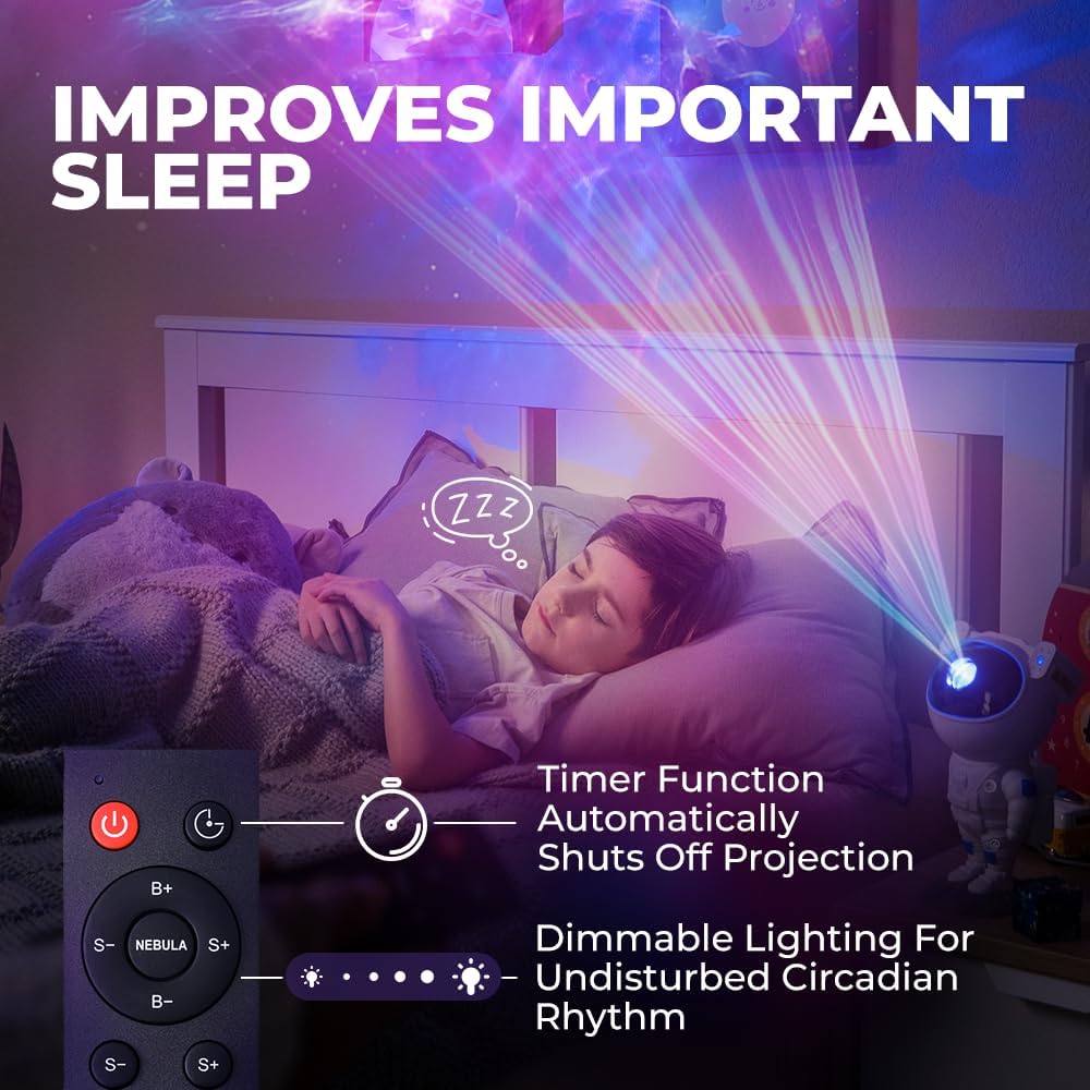 Mind-Glowing Astronaut Galaxy Projector - Spaceman Projector with Remote, Timer, Star & Nebula