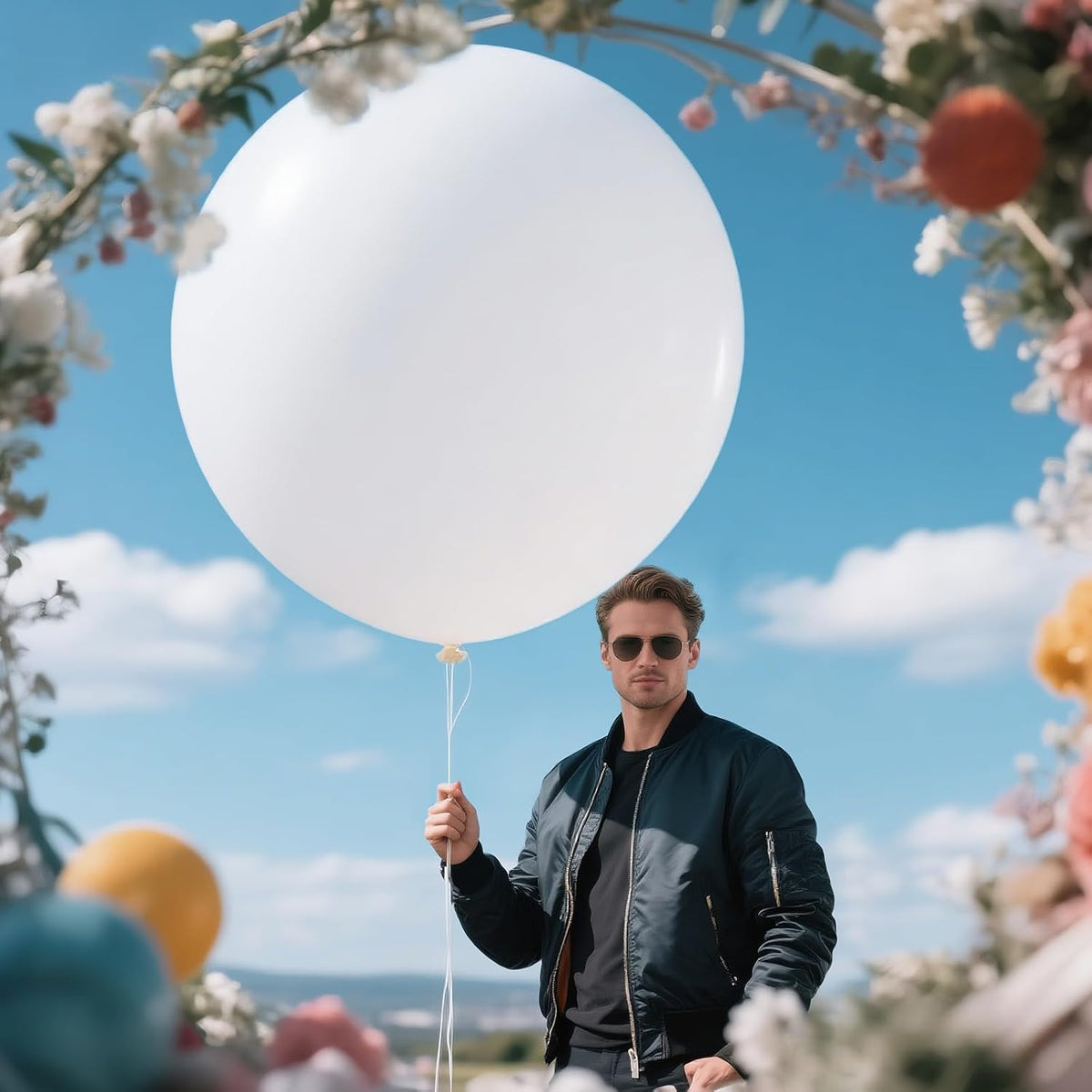 KAWKALSH White Balloons 9pcs 36 Inch Extra Large Big Jumbo Giant Matte White Latex Helium Balloons