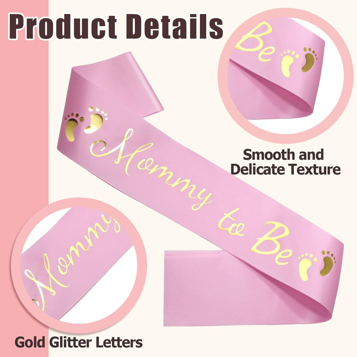 MILVOWOC Baby Shower Sash 2 Pack Mommy & Daddy to Be Set, Pink