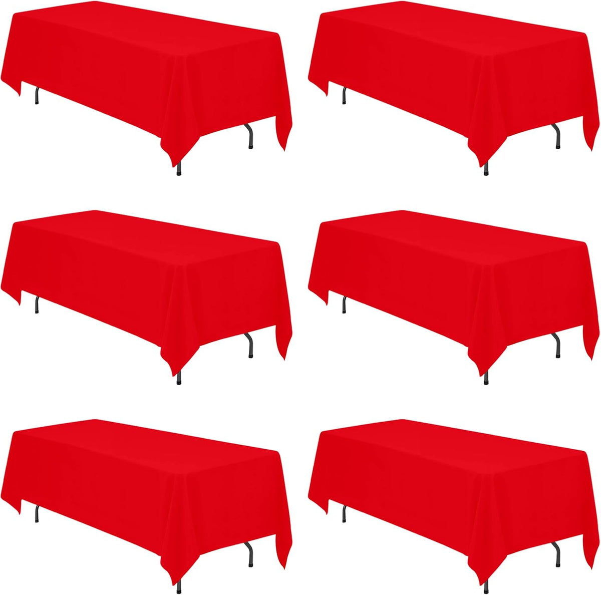 BRILLMAX 6 Pack Red Tablecloths 70 x 120 Inch for 6ft or 8ft Rectangle Tables - Rectangular Bulk