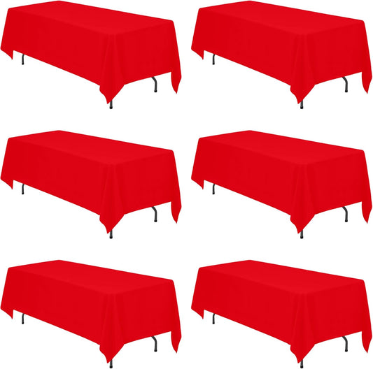BRILLMAX 6 Pack Red Tablecloths 70 x 120 Inch for 6ft or 8ft Rectangle Tables - Rectangular Bulk