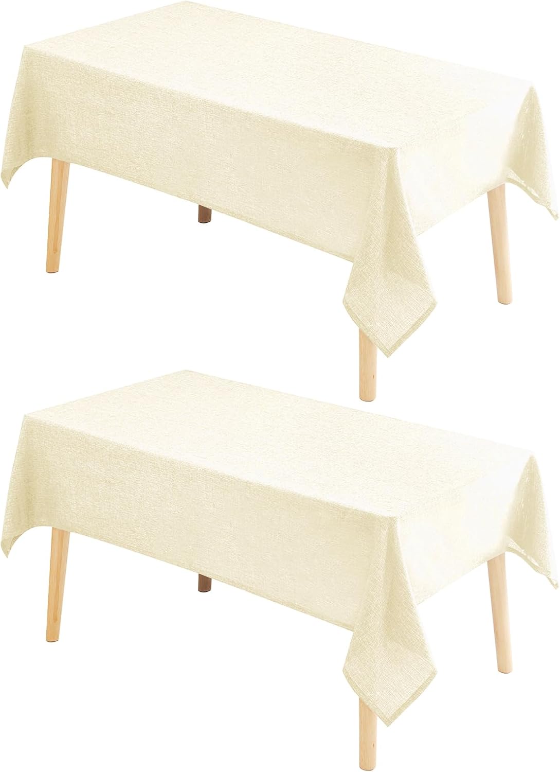 Hiasan 2 Pack Faux Linen Rectangle Tablecloth - Wrinkle and Stain Resistant Washable Table Cloth