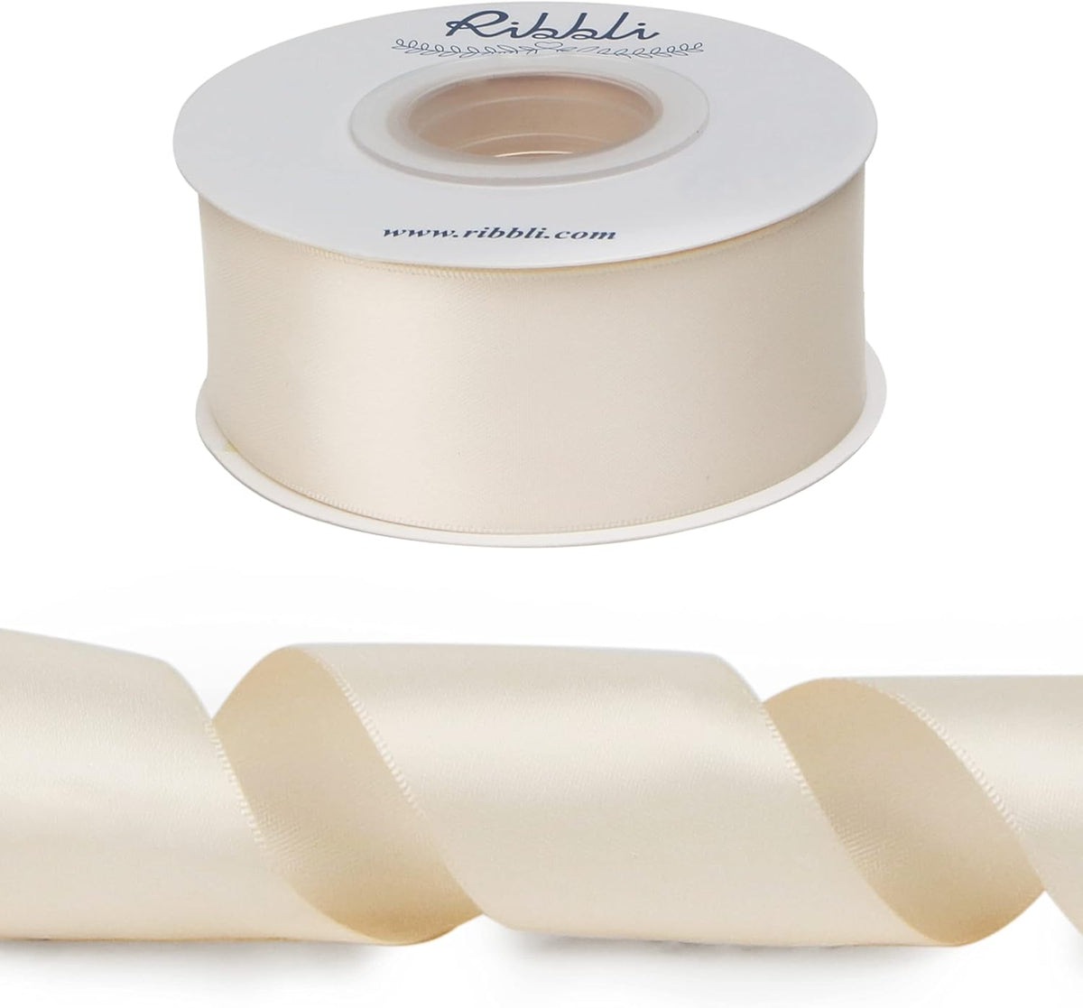 Ribbli Cream Double Faced Satin Ribbon,1-1/2” x Continuous 25 Yards,Use for Bows Bouquet,Gift