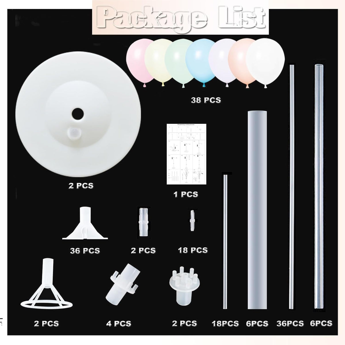 Balloon Column Kit Set of 2 With Balloons Included - Balloon Stand with Base, and Pole,Balloon