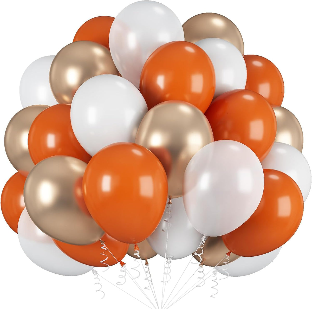 Orange Gold Balloons, 12 Inch Burnt Orange White Balloons with Metallic Gold Balloon for Autumn