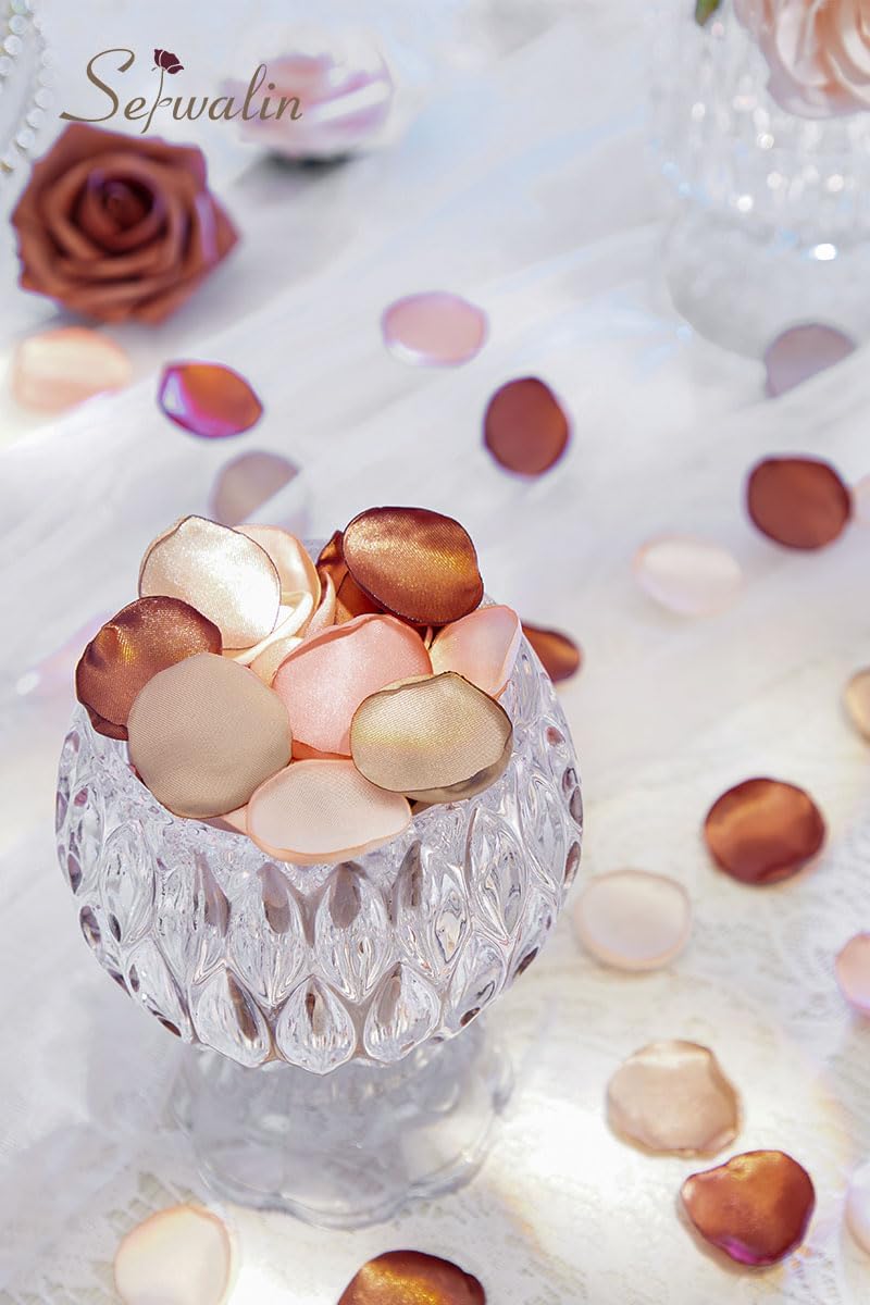 Serwalin 500Pcs Silk Rose Petals Artificial Flower Petals for Weddings Fake Rose Brown Petals