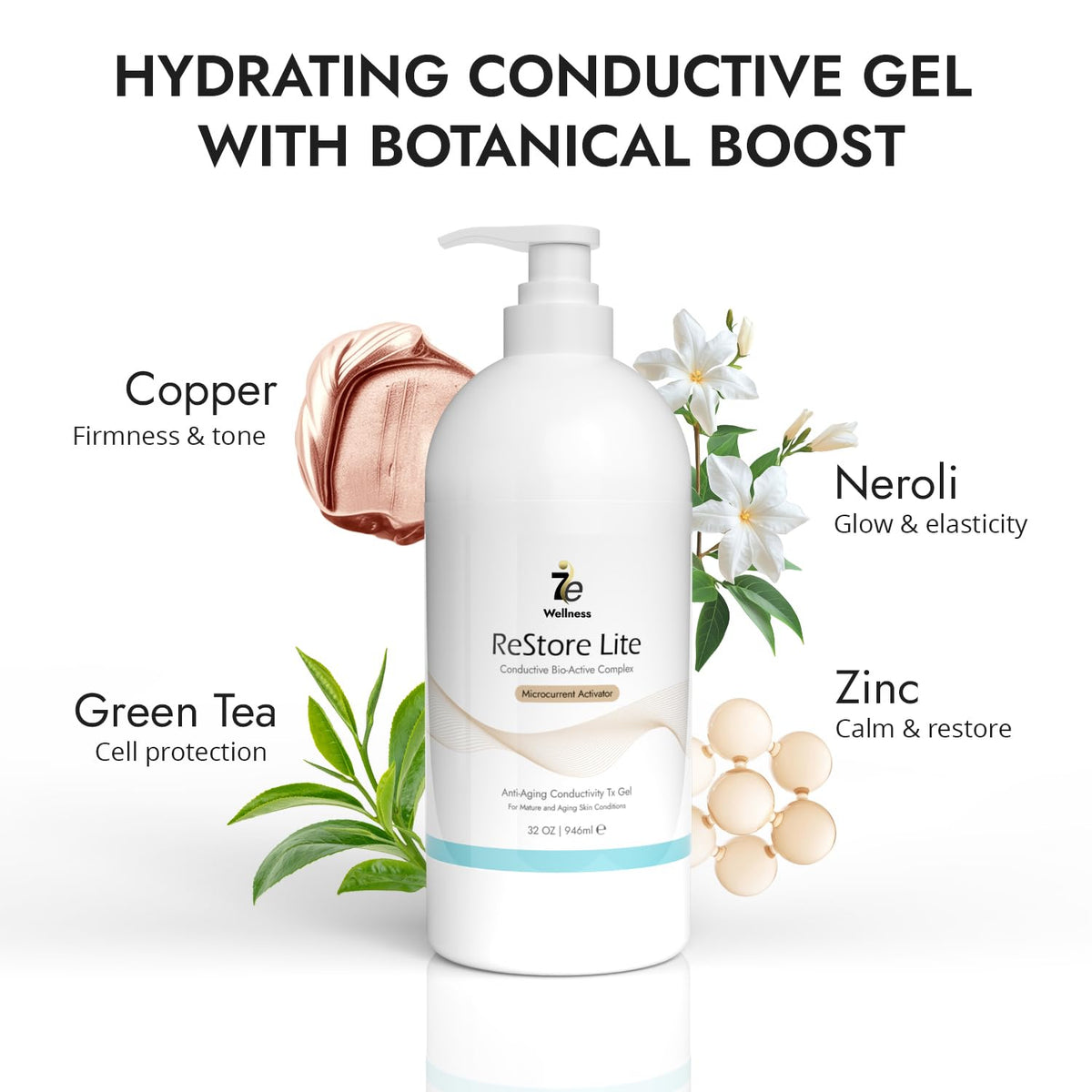 7E Wellness Myolift Restore Lite Gel- 32oz - Conductive Gel for Beauty & Skincare, Microcurrent