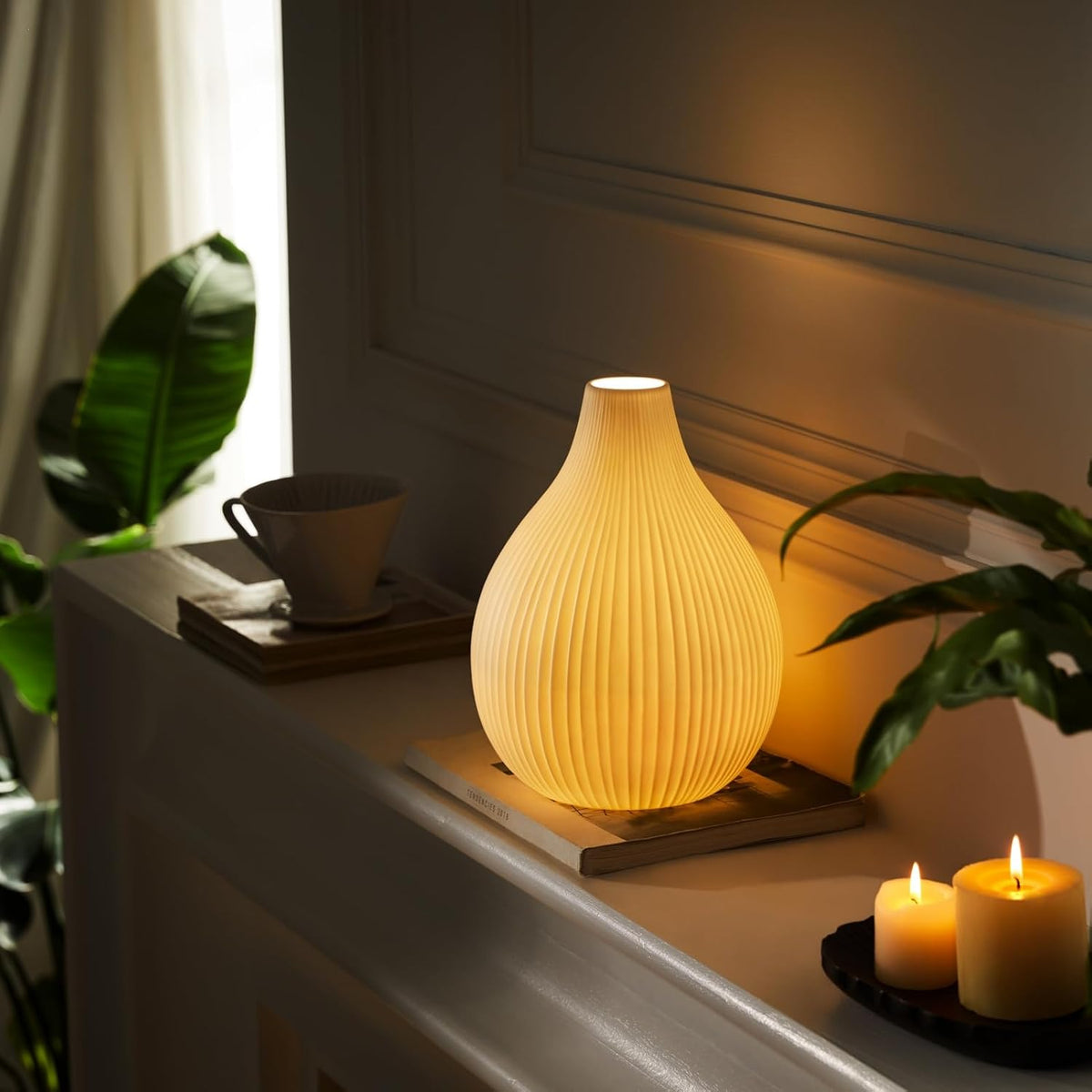 RONDURE 11.0" Modern Ceramic Table Lamp, Modern Bedside Lamps for Bedroom, Living Room and