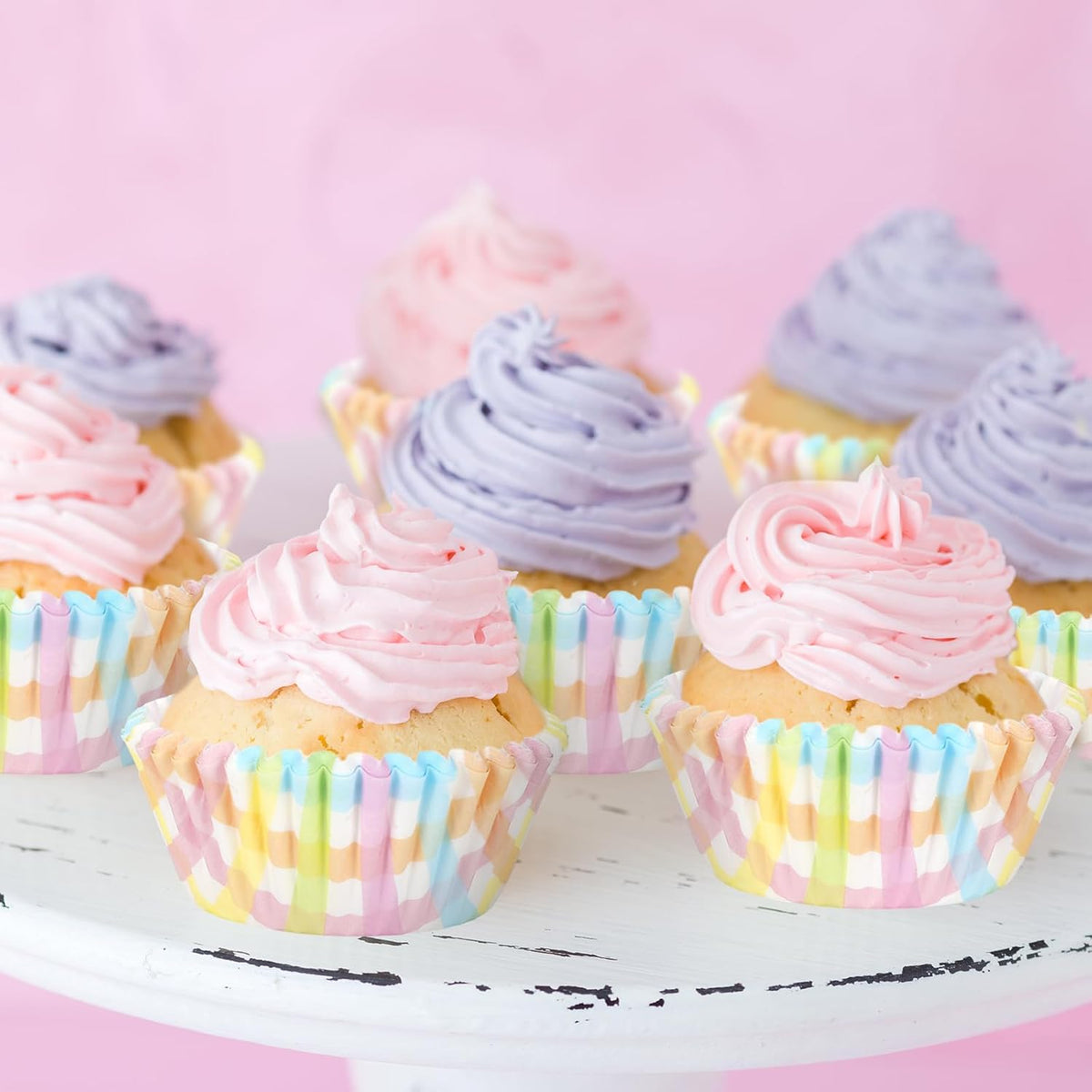 Whaline 300Pcs Pastel Plaid Paper Baking Cups Colorful Checkered Cupcake Liners Muffin Liner Cake