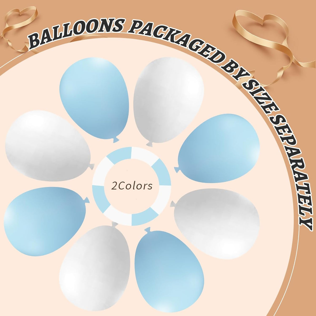 412Pcs Blue and White Balloon Arch Kit, 18 12 10 5 Inch Different Size Light Blue White Balloon