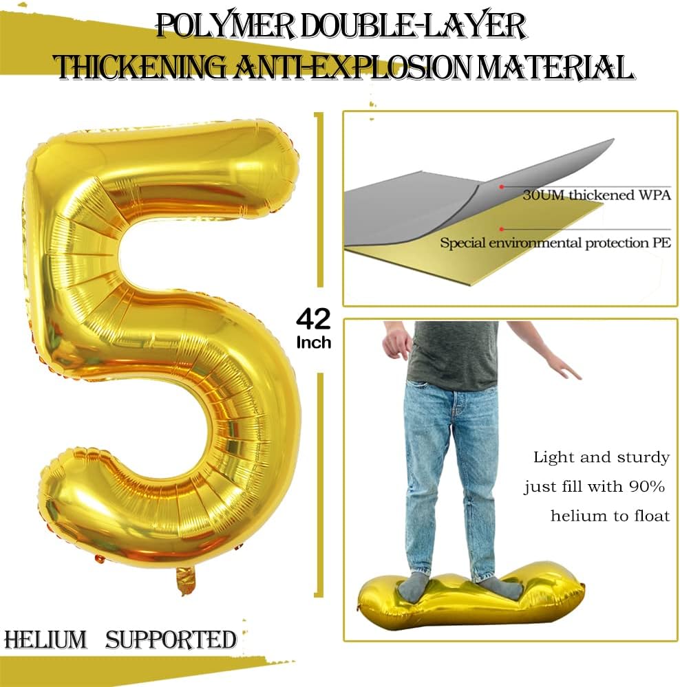 GOER Number 15 Balloons for 15th Birthday Sweet 15 Party Decorations,42 Inch Jumbo Foil Helium 51