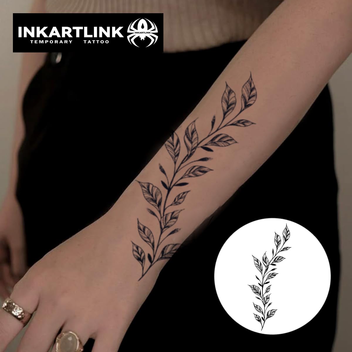 INKARTLINK Tattoo Tech, 2 Sheets Large Semi Permanent Tattoo, Temporary Tattoos, Last 1-2 Weeks