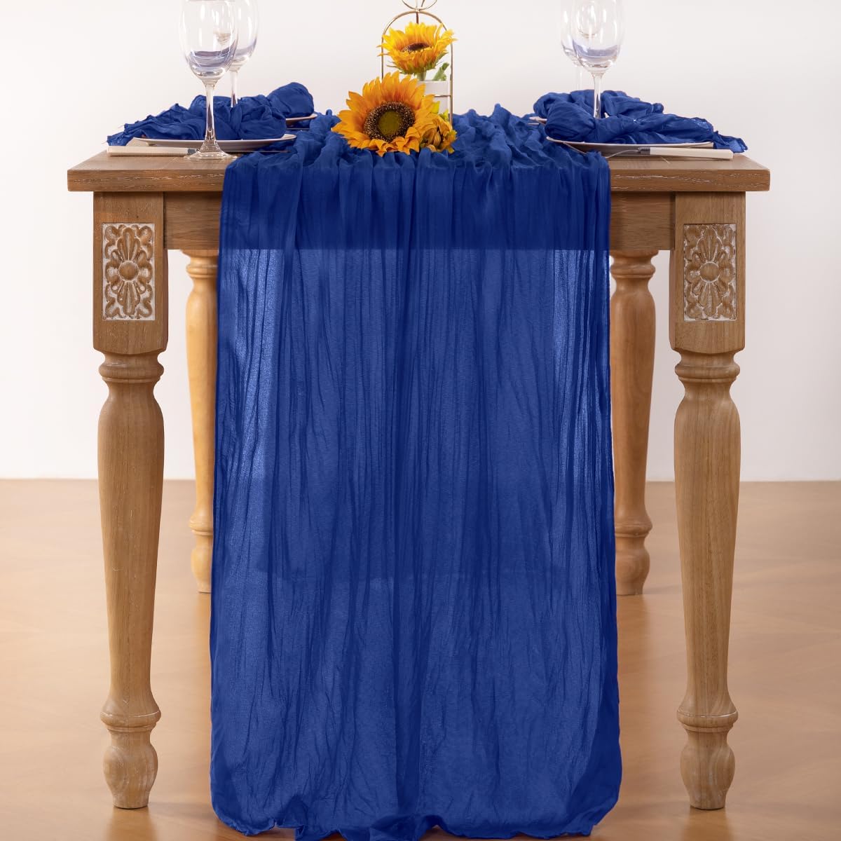 Royal Blue Cheesecloth Table Runner Blue 4 Pack Fall Table Runnerss Boho Gauze 120 Inches Fall