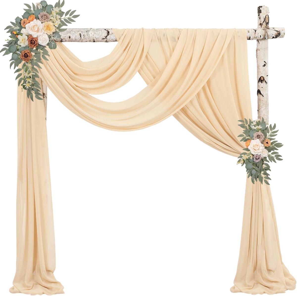 2 Panels Wedding Arch Draping Fabric 20Ft Length x 28" Width Champagne Arch Drapes Chiffon Fabric