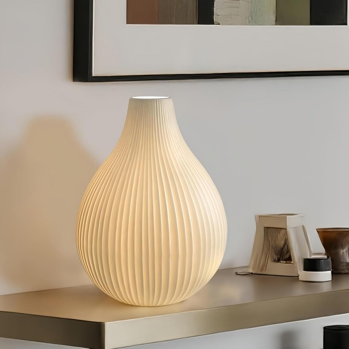 RONDURE 11.0" Modern Ceramic Table Lamp, Modern Bedside Lamps for Bedroom, Living Room and