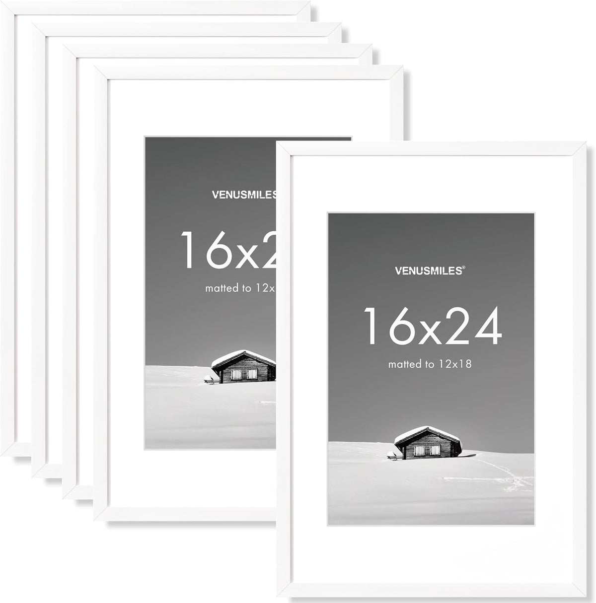 16x24 inch Picture Frame, 16x24 Photo Frames with 12x18 Removable Mat - High Definition Plexiglass
