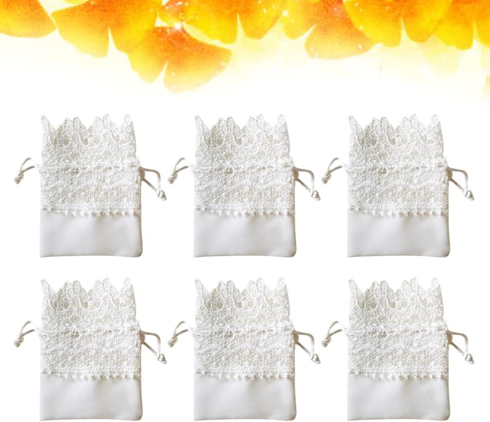 10pcs Organza Burlap Bags Lace Organza Drawstring Bags for Wedding Party Favors Supplies Bridal