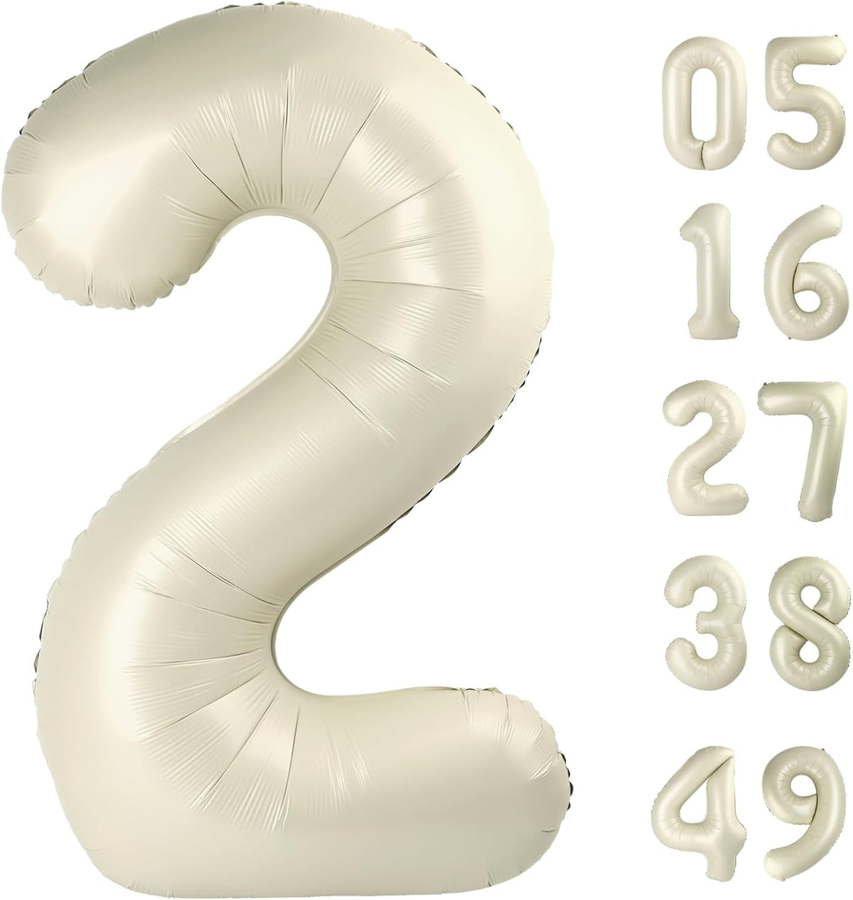 Big Cream White 2 Number Balloon 40 Inch Birthday Decoration, Number 2 Helium Balloon 12 20 22 23