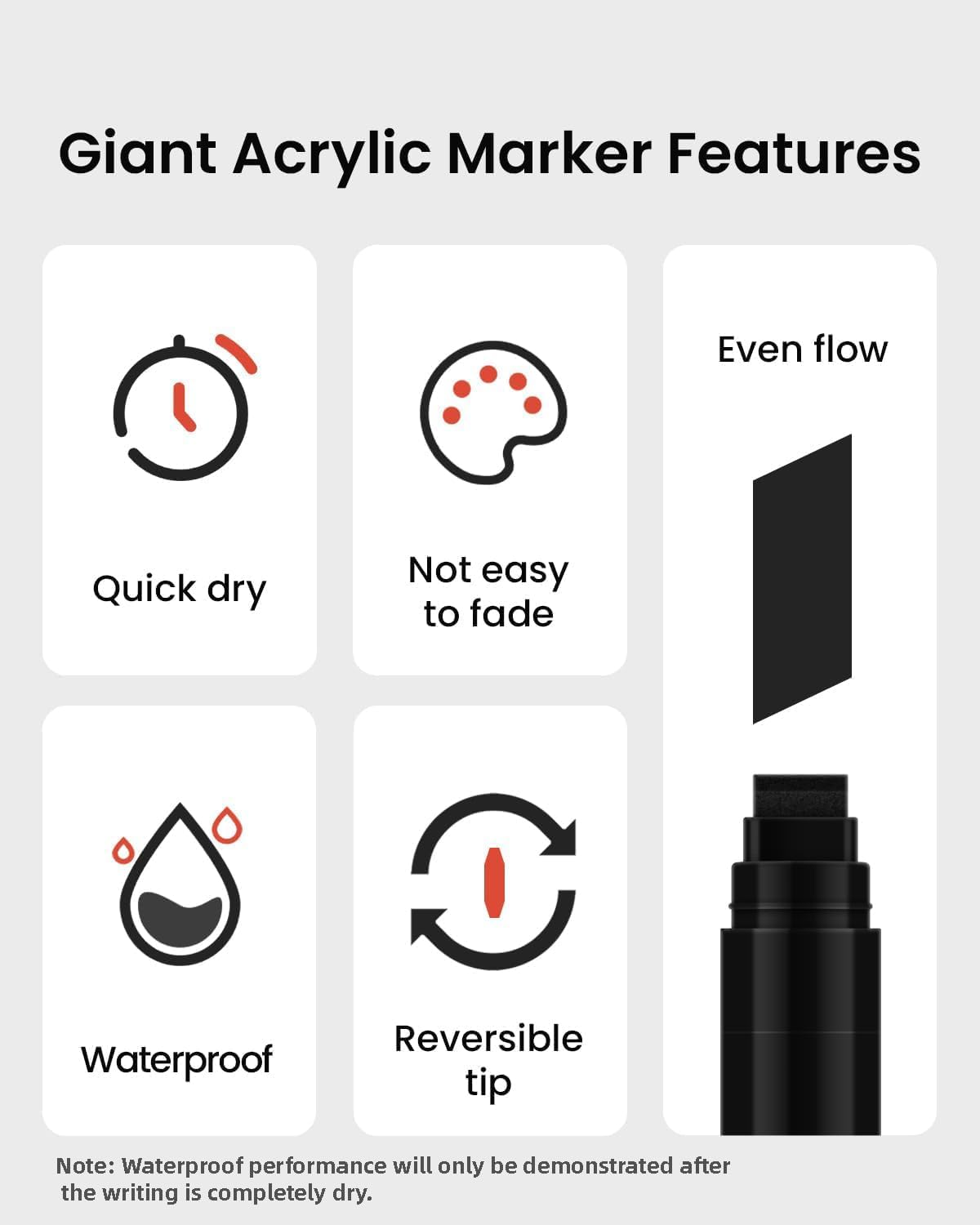 3 Pcs Black Jumbo Permanent Markers: 15mm Wide Tip Thick Acrylic Paint Pen Large Calligraphy Marker