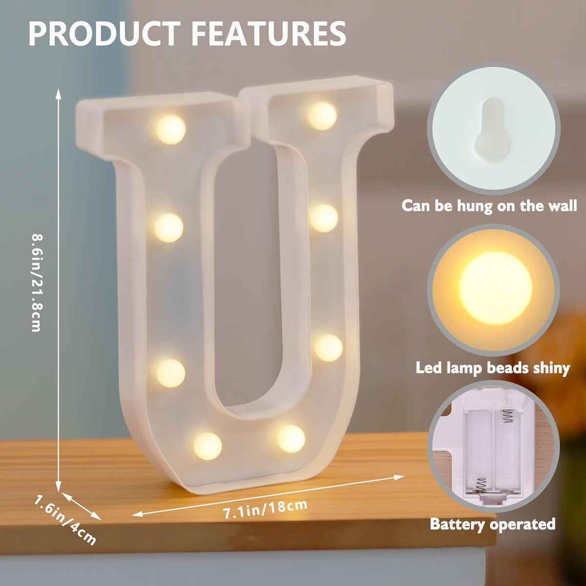 LED Marquee Letter Lights, Light Up Letters Marquee I Love U Sign, Decorative LED Alphabet Lamp