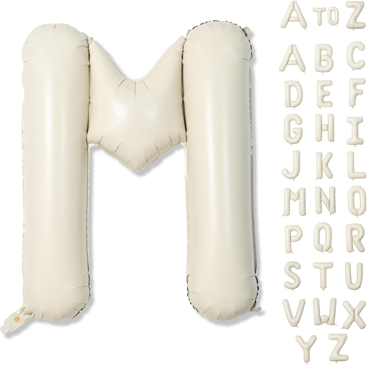 Big Letters Balloon M - 40 Inch Cream White Sand Helium Mylar Custom Name Alphabet Balloons, Self