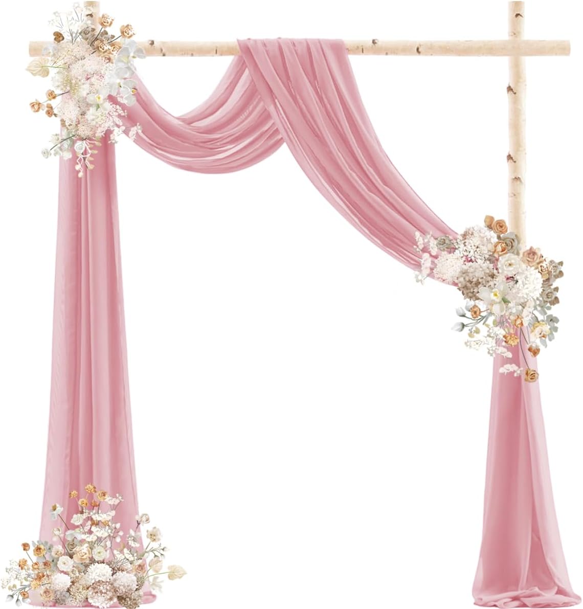 Dusty Rose Wedding Arch Draping Fabric 2 Panels 29" x 20 FT Wedding Drapes for Backdrop Sheer