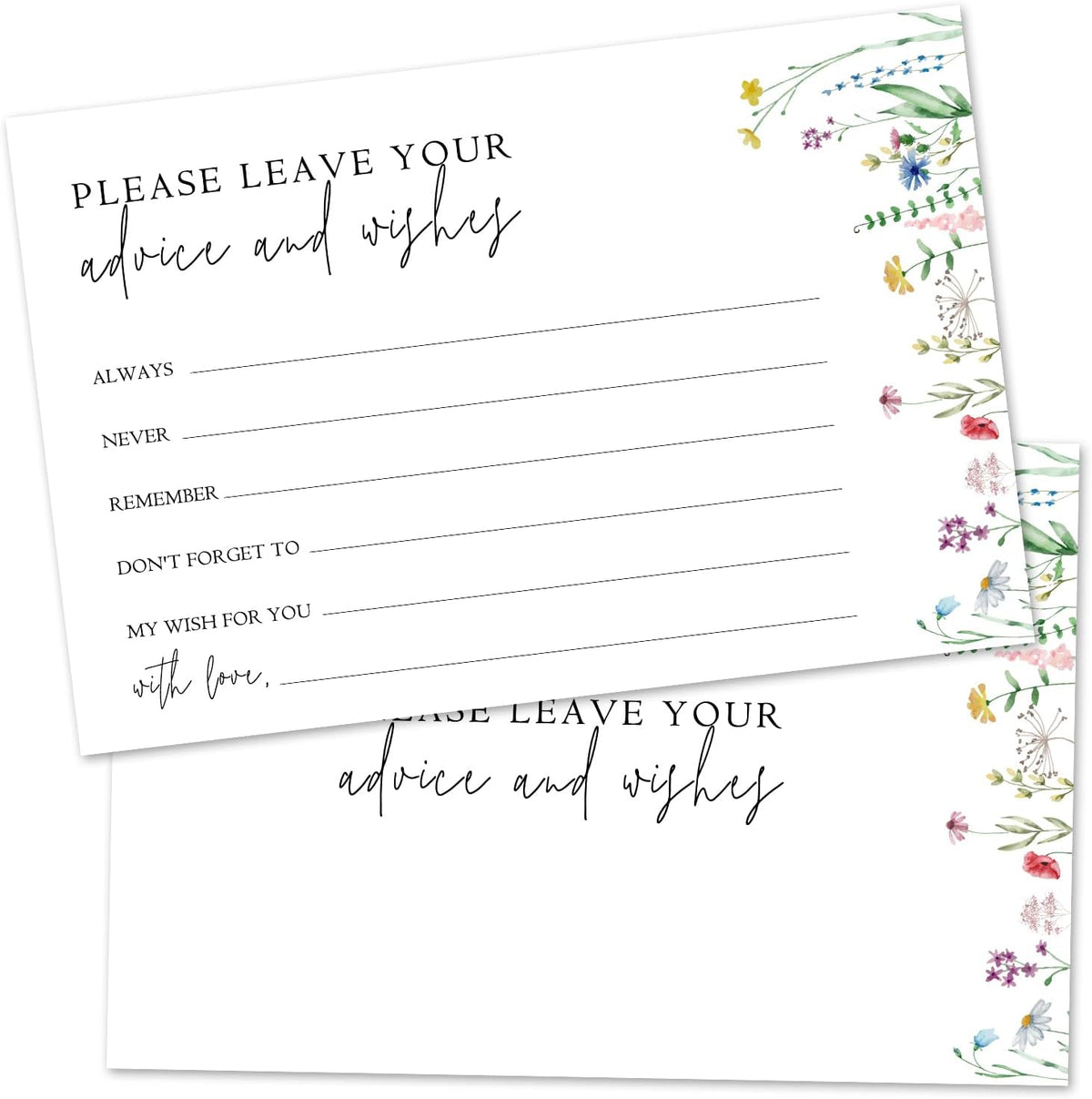 Wildflower Advice And Wishes Cards For The Mr And Mrs, Blank Well Wishes For Baby Shower, Bridal