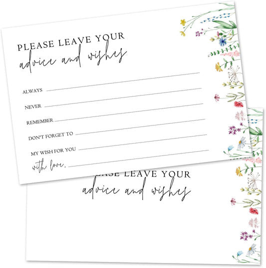 Wildflower Advice And Wishes Cards For The Mr And Mrs, Blank Well Wishes For Baby Shower, Bridal