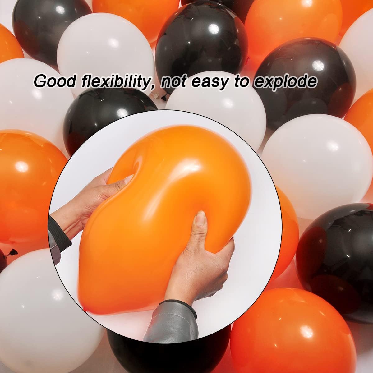 300 Pack White Black and Orange Balloons 100 of each of the 3 colors 12 inch White Black Orange