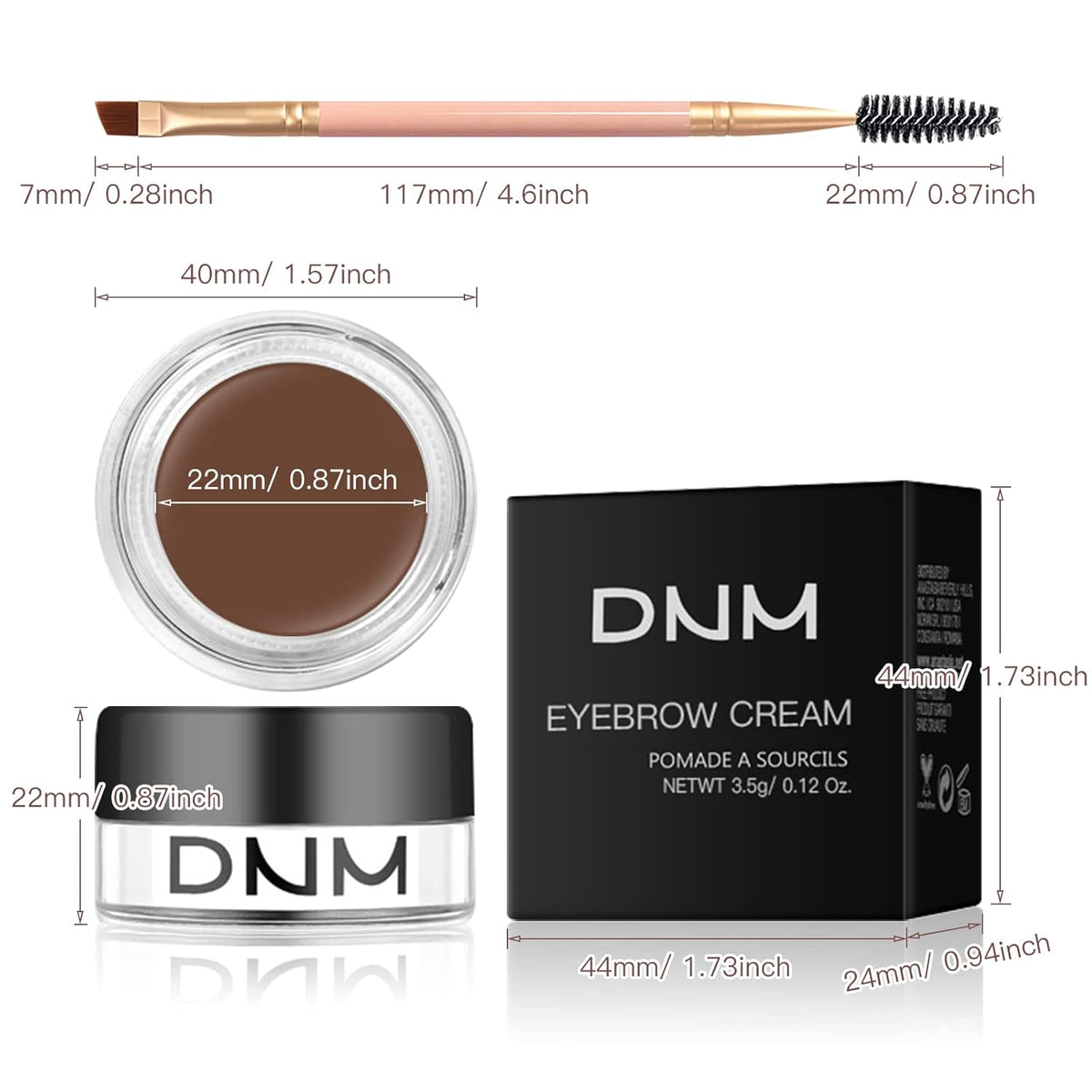 2Pcs Brow Pomade Set with Dual-ended Eyebrow Brush, High pigment Water proof Natural finish Eyebrow