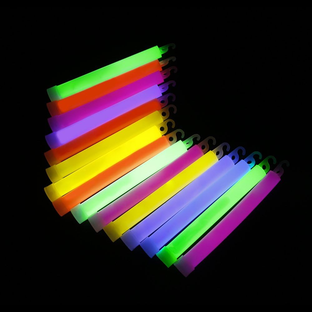 novelinks 25 Pcs 6'' Premium Glow Sticks Bulk - Ultra Bright Large Glow Necklaces Light up Glow in